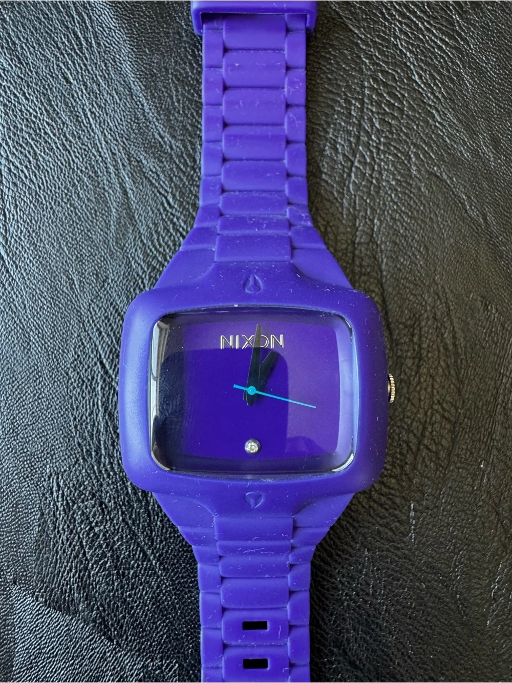 Nixon Purple Silicone The Rubber Player Watch with Teal Second Hand